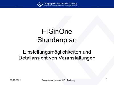 Stundenplan - Einstellungsmöglichkeiten und Detailansicht von Veranstaltungen