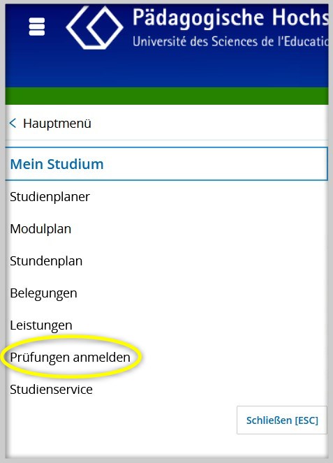 Abbildung 1: Hier finden Sie Prüfungen anmelden Abbildung 1: Hier finden Sie Prüfungen anmelden