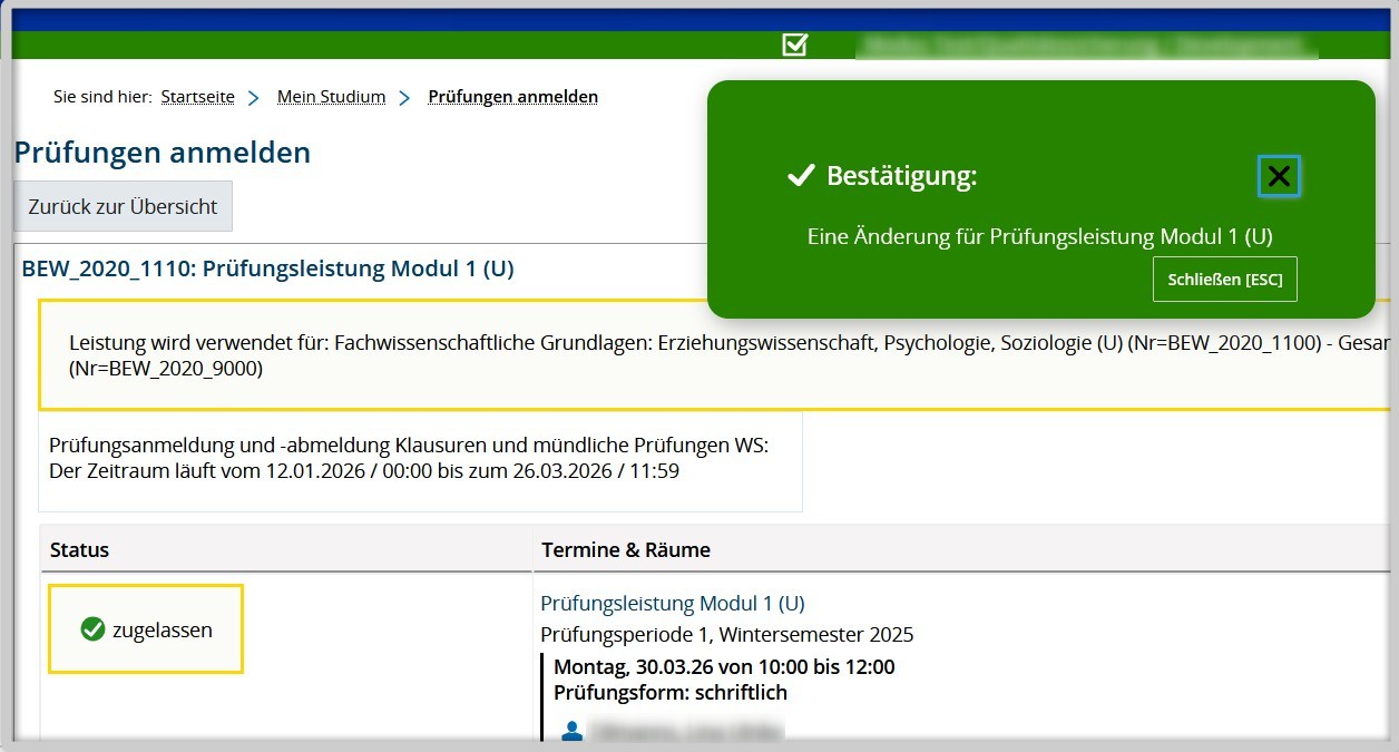 Abbildung 4: Das Pop-Up-Fenster zur Bestätigung der Anmeldung. Abbildung 4: Das Pop-Up-Fenster zur Bestätigung der Anmeldung.